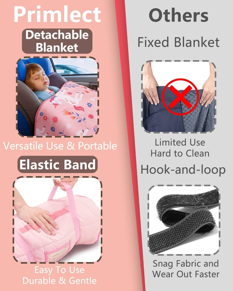 PRIMLECT Toddler Nap Mat with Detachable Blanket and Removable Pillow, Kids Sleeping Bag 55''x35'' for Daycare Preschool Kindergarten, Toddler Sleeping Mat for Boys and Girls - Image 3